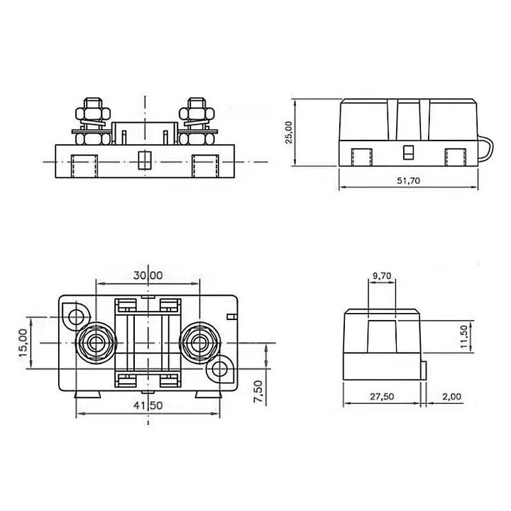 1 way Automotive ANS-H ANS Midi Fuse Box Holder mini ANL fuse holder - (2-Pack)