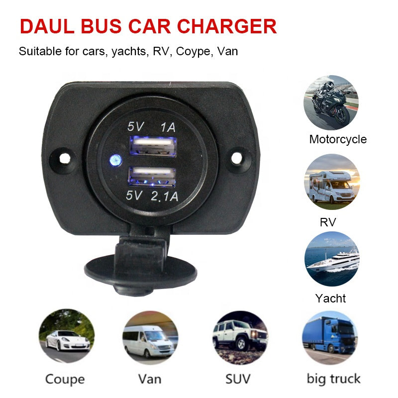 New 4.2A dual usb charger socket adapter for car, boat, and bus