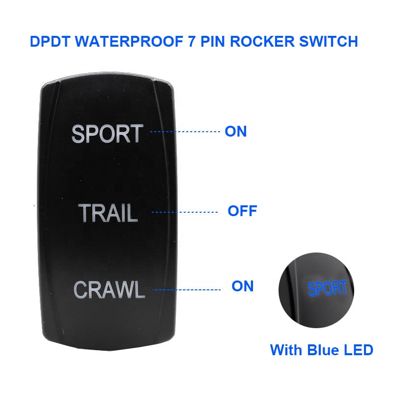 ON/Off/ON Blue LED Light 12V 24V 20A 7 Pin for Automotive Cars Vehicles Marine Boats Trucks Waterproof Toggle Rocker Switch