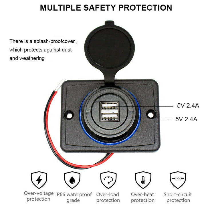 Panel Mount Dual 3.1A Massage Chair Marine Boat Car Bus Seat USB Charging Port Bus USB Charger