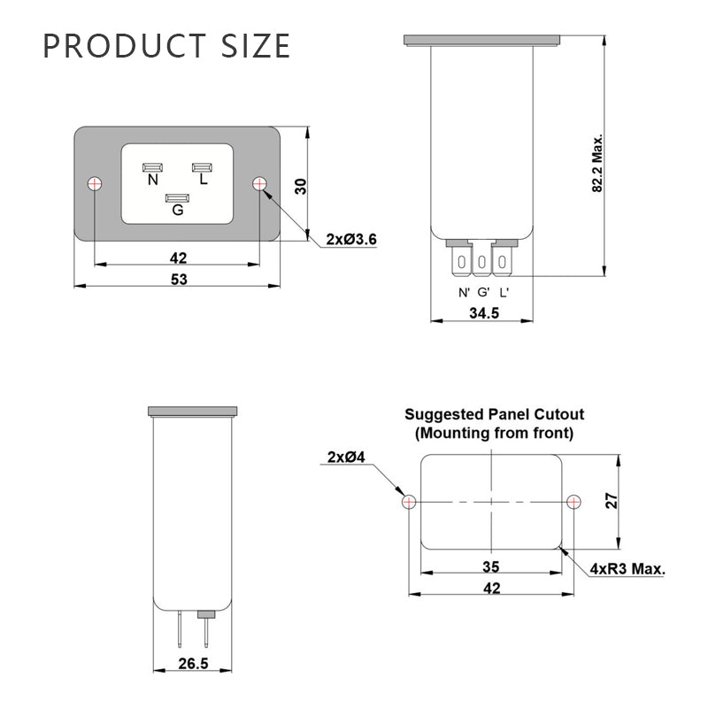 Power entry Module double IEC 320 C20 AC socket EMI EMC noise filter