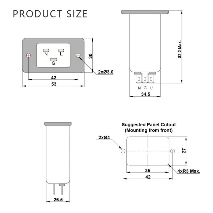 Power entry Module double IEC 320 C20 AC socket EMI EMC noise filter