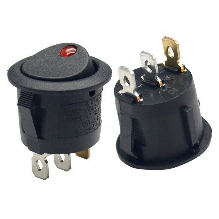 Round rocker switch with red lamp power switch RS601C-101N171BB