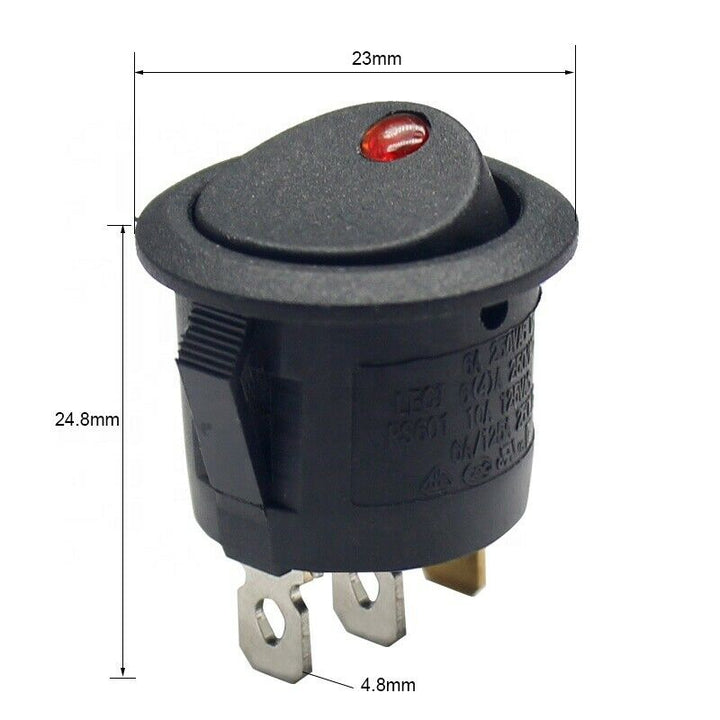 Round rocker switch with red lamp power switch RS601C-101N171BB