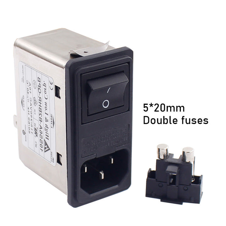 Snap-in version of power entry module with noise filter IEC320 C14 SOCKET ROCKET 2FUSE HOLDER