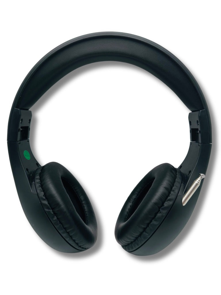 Things Audio Portable FM Radio Headphones - Classic All-Black Edition for Universal Style - Extended Antenna Wireless Design (All Black)