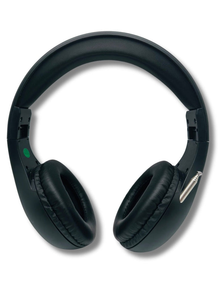 Things Audio Portable FM Radio Headphones - Classic All-Black Edition for Universal Style - Extended Antenna Wireless Design (All Black)