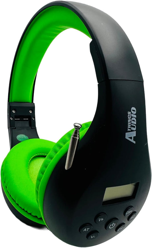 FM Radio Headphones (Black & Lime Green)