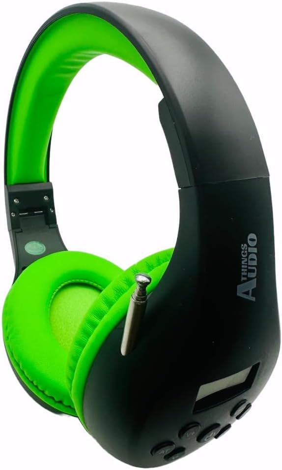 FM Radio Headphones (Black & Lime Green)