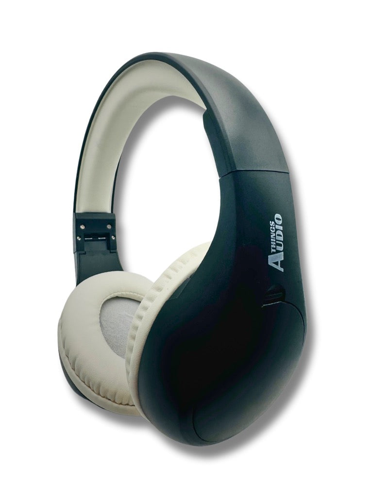 Things Audio black and white over-ear FM radio headphones 