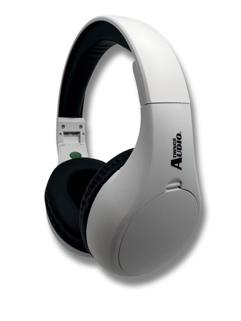 Portable Personal FM Radio Headphones Pull-Out Antenna for Great Reception, Walking, Jogging, Relaxing, School, Talk Radio - Powered by 2AA Batteries (Not Included) (White & Black)