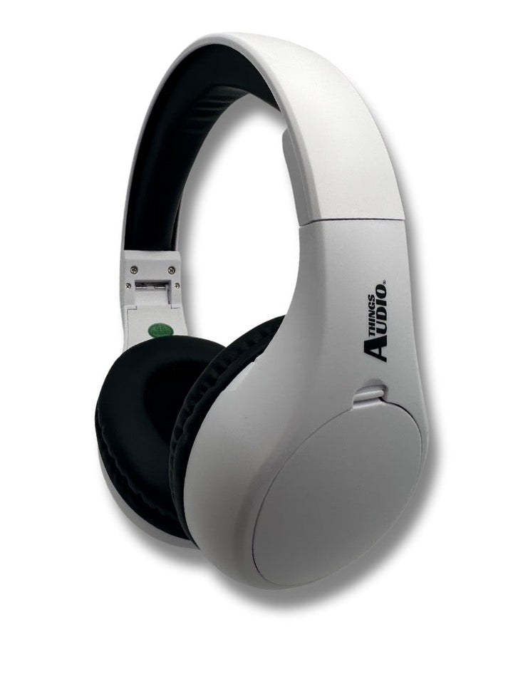 Portable Personal FM Radio Headphones Pull-Out Antenna for Great Reception, Walking, Jogging, Relaxing, School, Talk Radio - Powered by 2AA Batteries (Not Included) (White & Black)