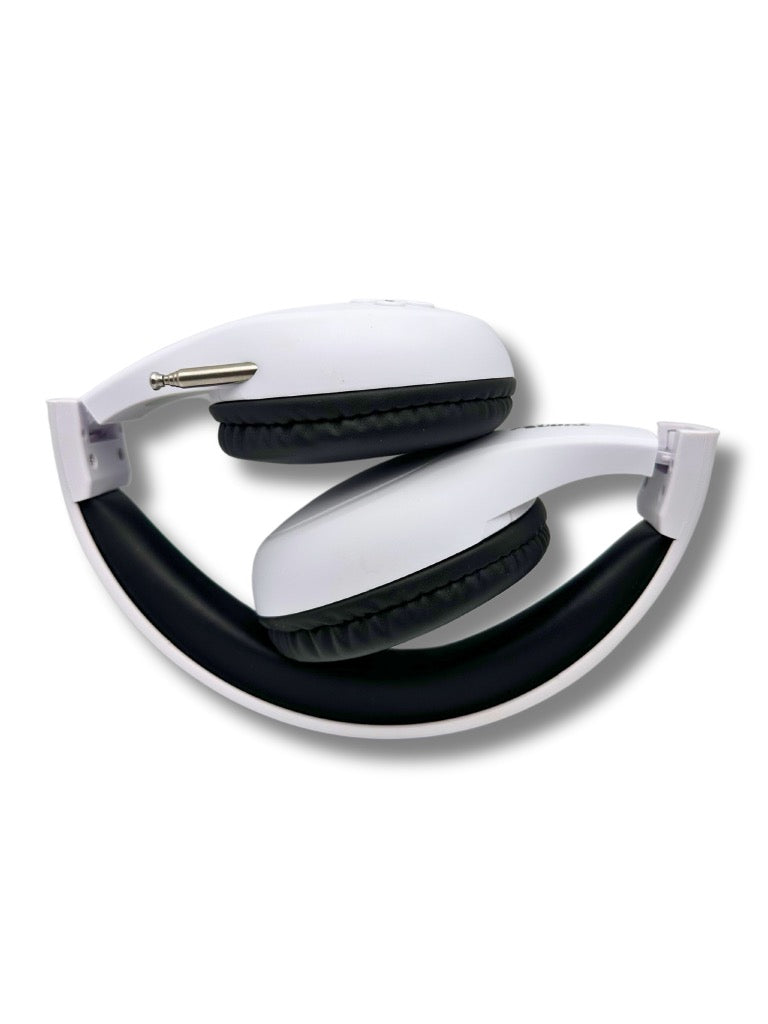 Portable Personal FM Radio Headphones Pull-Out Antenna for Great Reception, Walking, Jogging, Relaxing, School, Talk Radio - Powered by 2AA Batteries (Not Included) (White & Black)