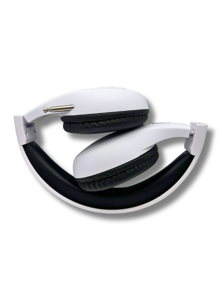 Portable Personal FM Radio Headphones Pull-Out Antenna for Great Reception, Walking, Jogging, Relaxing, School, Talk Radio - Powered by 2AA Batteries (Not Included) (White & Black)