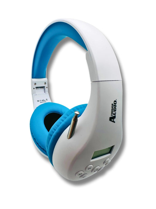 FM Radio Headphones (White & Blue)