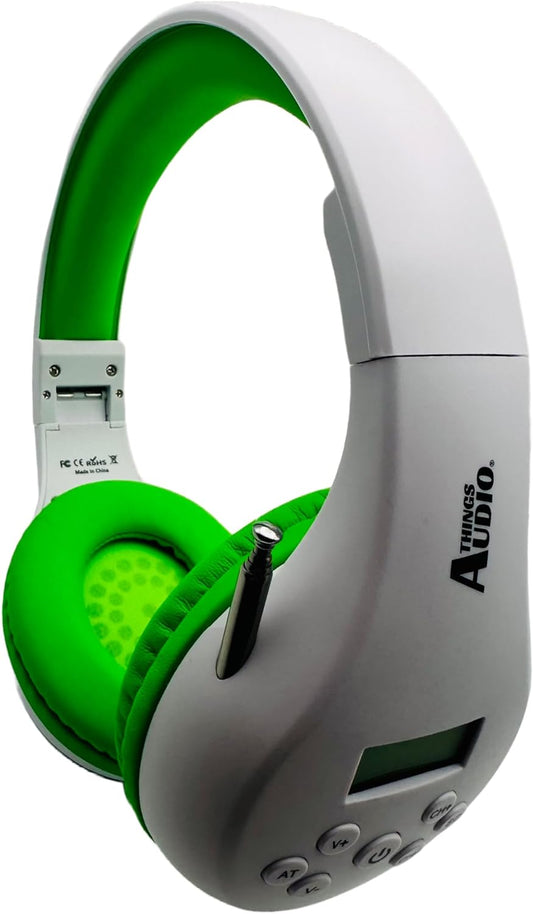 FM Radio Headphones (White & Lime Green)