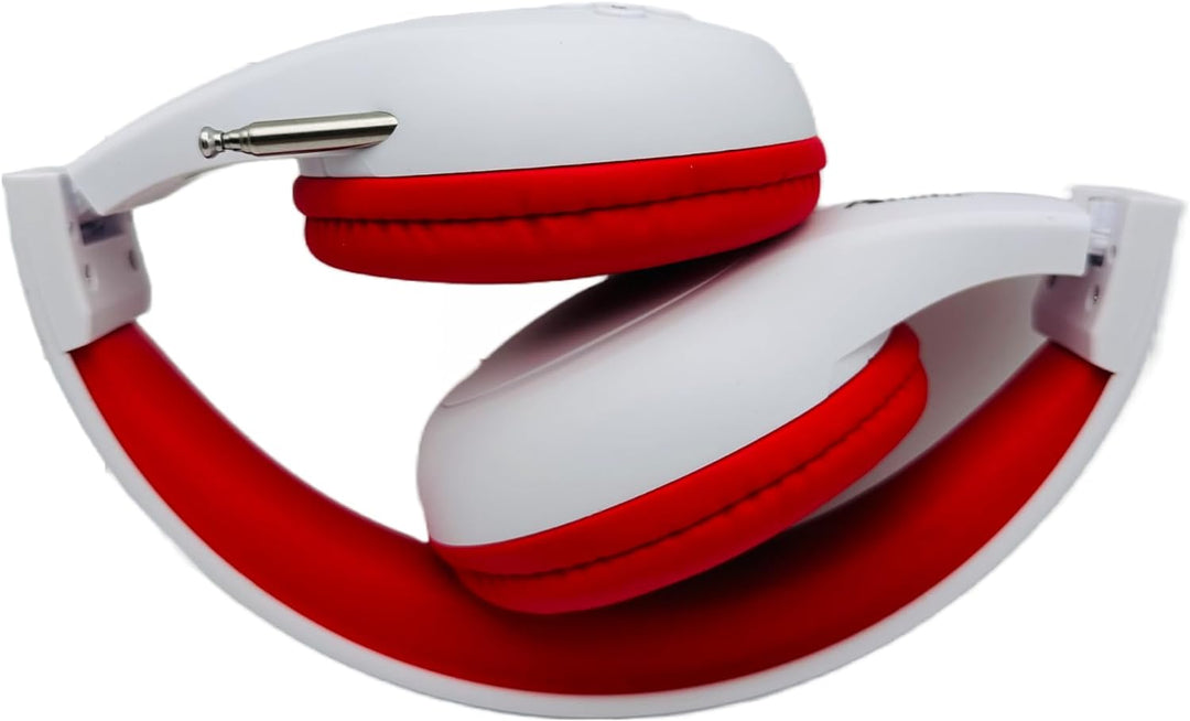 Things Audio Portable FM Radio Headphones - Energy Edition for Active Listening - Extended Antenna Wireless Design (White/Red)