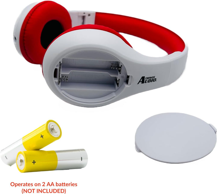 Things Audio Portable FM Radio Headphones - Energy Edition for Active Listening - Extended Antenna Wireless Design (White/Red)