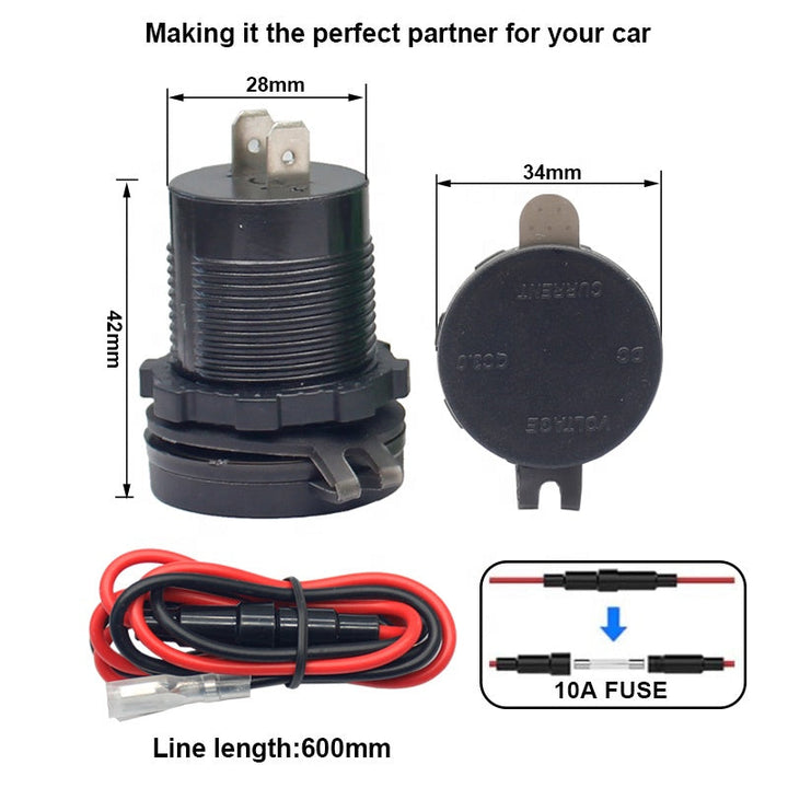 Waterproof 12V/24V QC3.0 Dual USB Fast Chargert Power Outlet with Touch Switch for Car Quick Charge 3.0 Dual USB Charger Socket