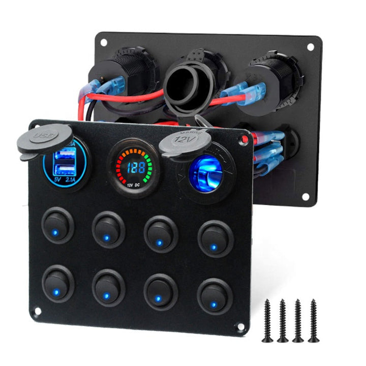 Waterproof DC 12V 24V Panel for Marine Car Boat 5 gang Led Rocker Switch 4.2A USB Charger Rocker switch control panel