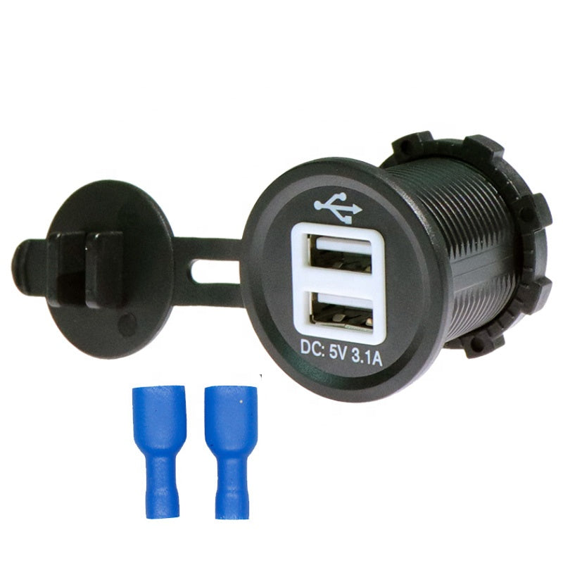 Waterproof USB Charger Adapter Socket 12-24V Outlet Power Jack Marine Motorcycles With LED Indicator