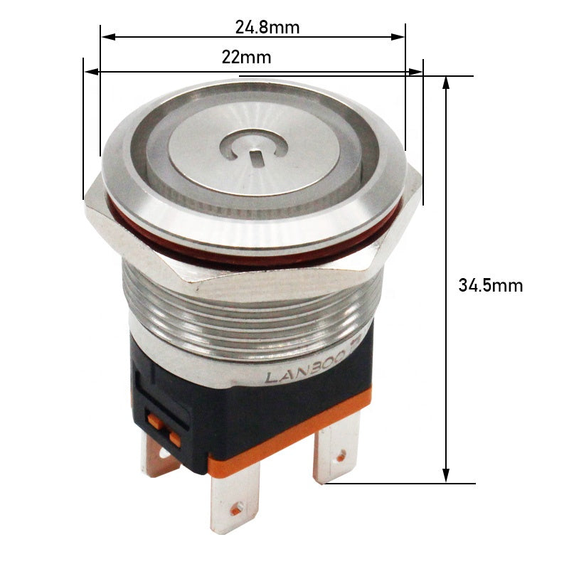 power button LED light Waterproof Flat circular button 3v 6v 12v 24v 110v 220v ip67 22mm metal push button switch